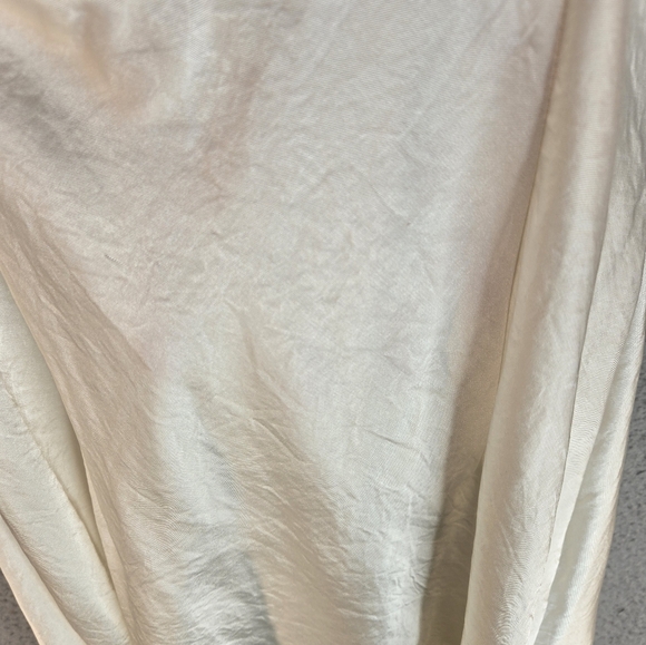 Free People Women Satin Midi Slip Dress Sz M Ivory Adj Straps Side Slits Elegant - Picture 14 of 15